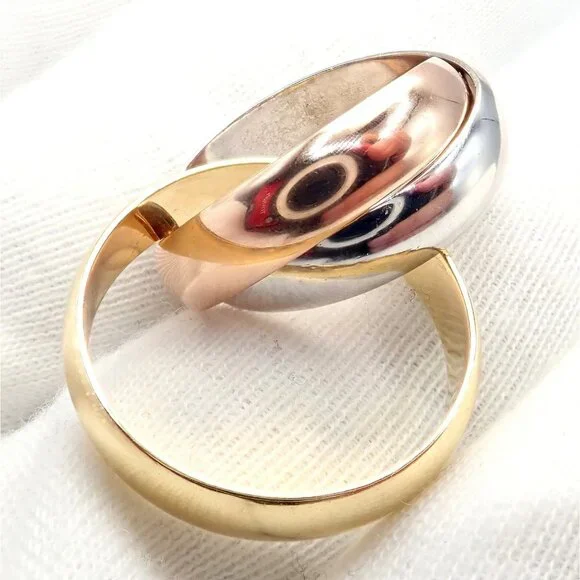 Authentic! Cartier Trinity 18k TriColor Gold Wide Band Ring + Papers sz 55 7.25 - Picture 8 of 10
